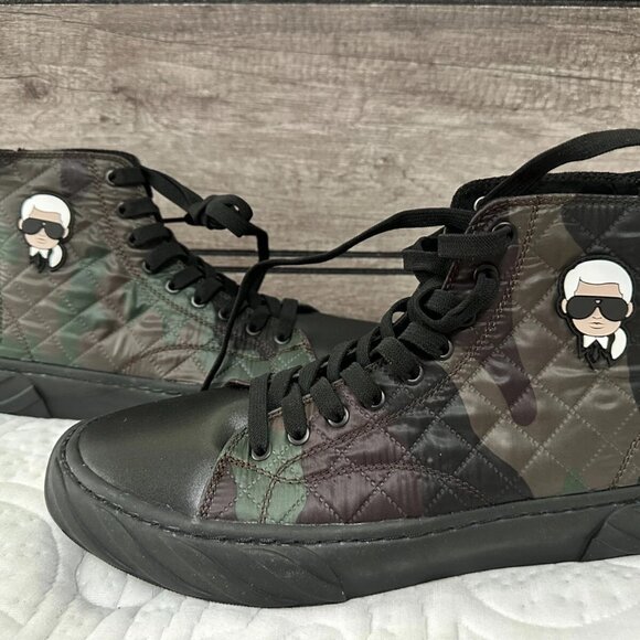 NWOB Karl Lagerfeld Paris Men\'s SHOES 10.5 Double Back Zip Quilted Camo Hi Top main image 13
